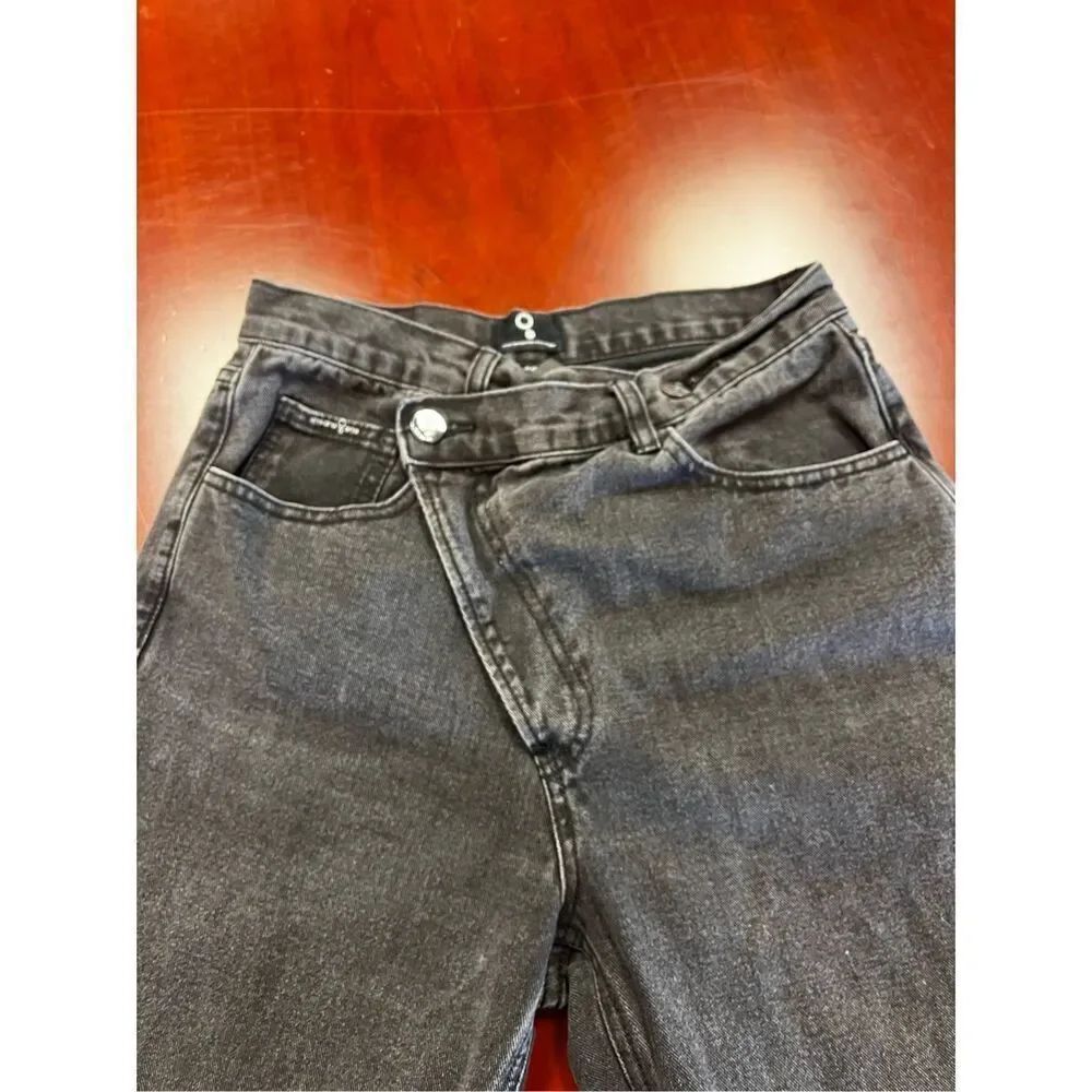 Insane Gene Black Cross Button Waist Black Baggy Jeans sz 5 or 26 EUC